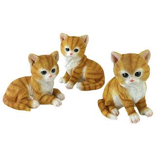 Tabby Kitten Triplets, Baby Cat Statues