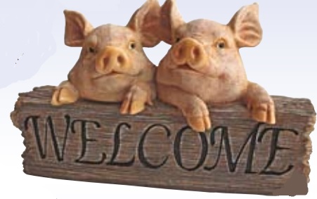 Two Pigs Welcome Sign
