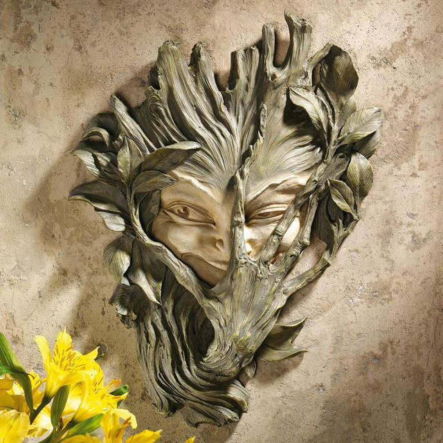 Bashful Wood Sprite Greenwoman Design Toscano Exclusive Wall Sculpture 